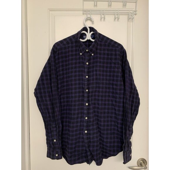 Vintage Polo By Ralph Lauren Purple Button Down Plaid Flannel Made In Canada - Picture 1 of 8